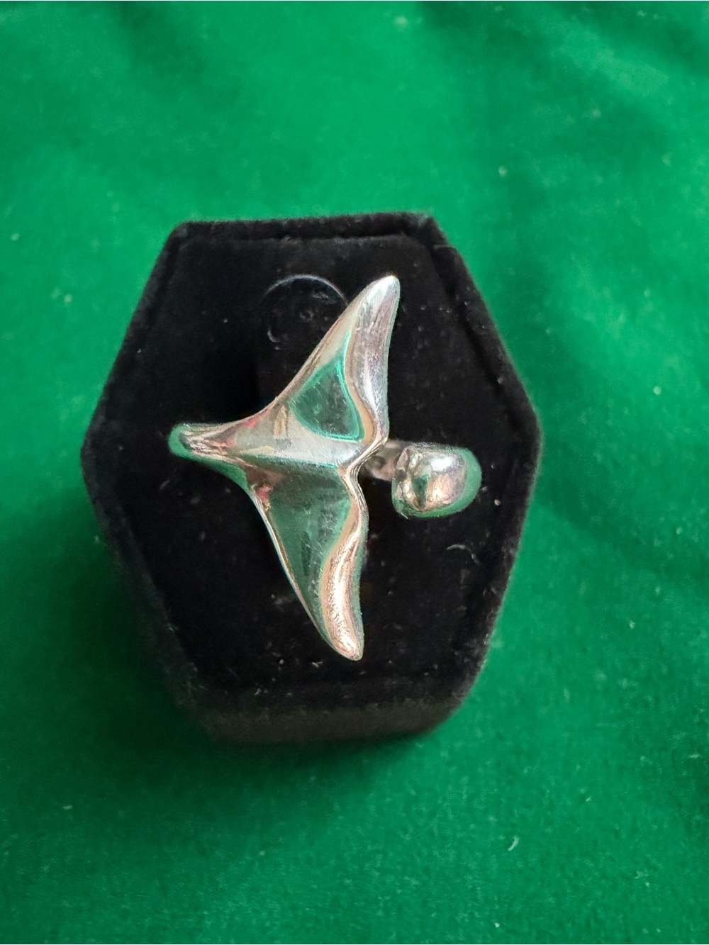 Silver Whale Tail Adjustable Ring - Women Jewelry